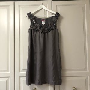 Anthropologie grey silk blend dress